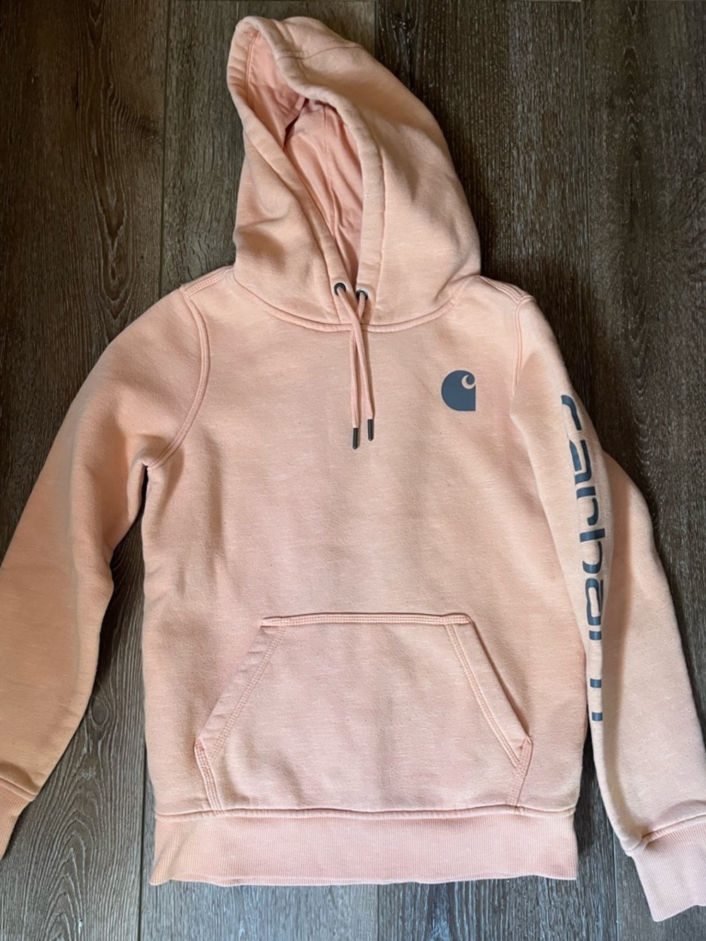 Carhartt Pink Pullover Hoodie with Logo Sleeve